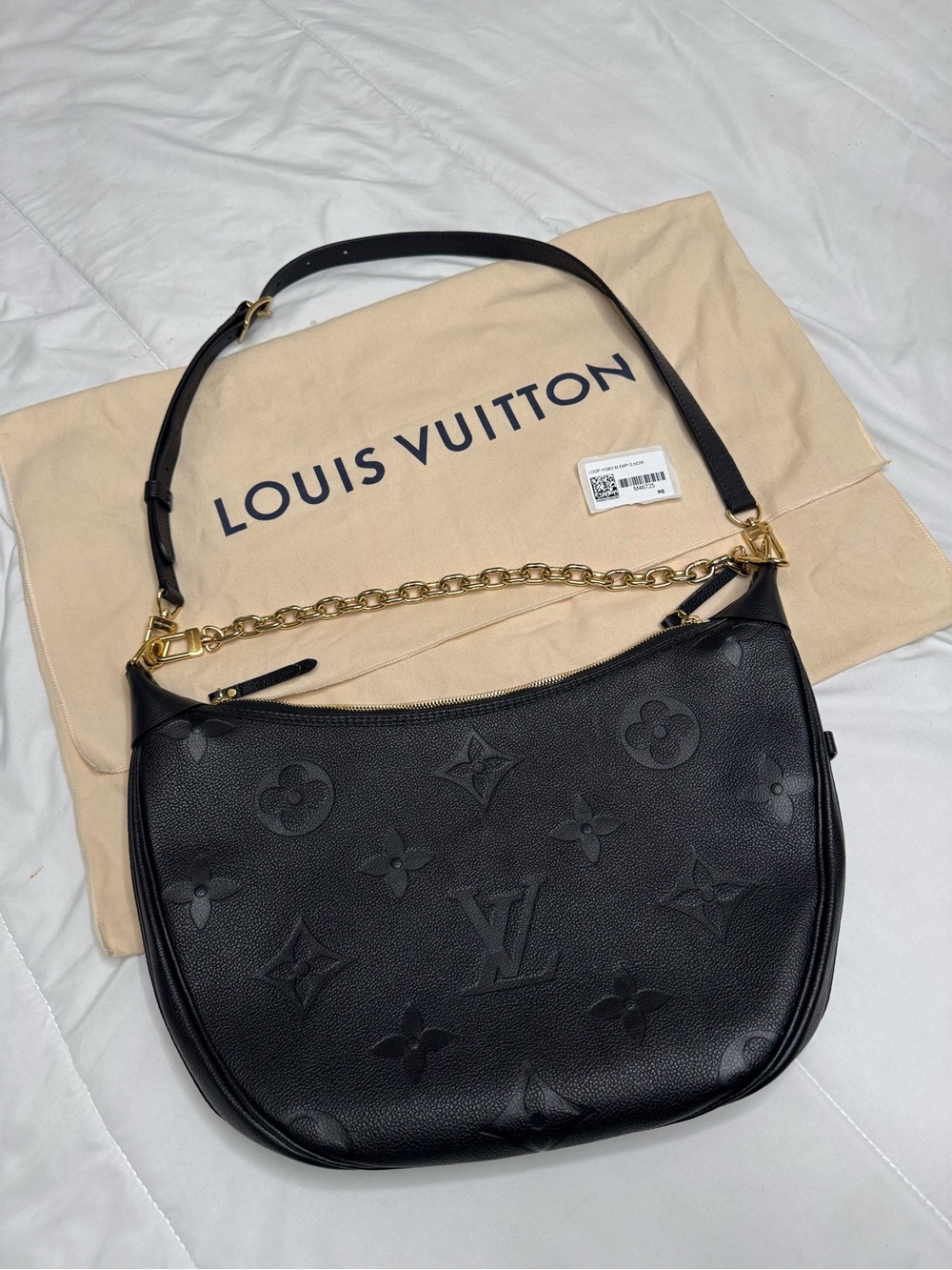 Louis Vuitton Black Embossed Monogram Shoulder Bag ( AUTHENTIC)